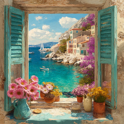 Mediterranean Window Wooden Jigsaw Puzzle