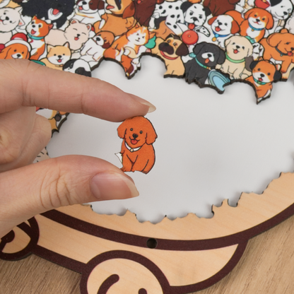 Happy Puppy Crowd Gathering Display Puzzle