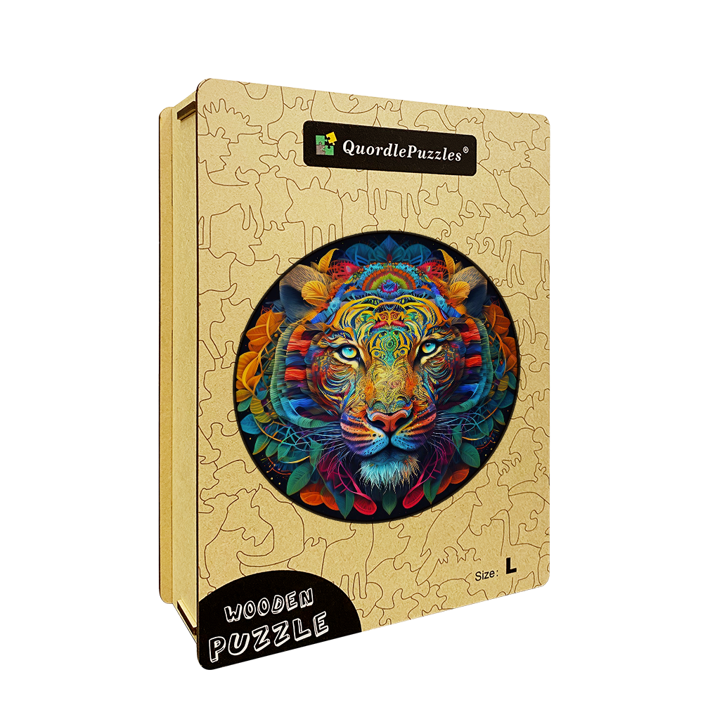 Snow Leopard Mandala Wooden Jigsaw Puzzle