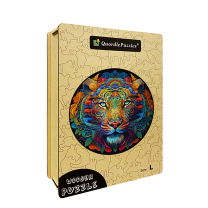 Snow Leopard Mandala Wooden Jigsaw Puzzle