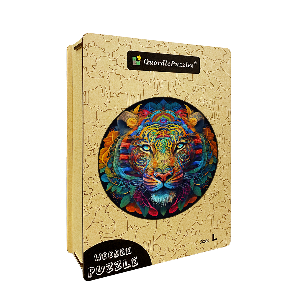 Abstract Colorful Tiger Wooden Jigsaw Puzzle