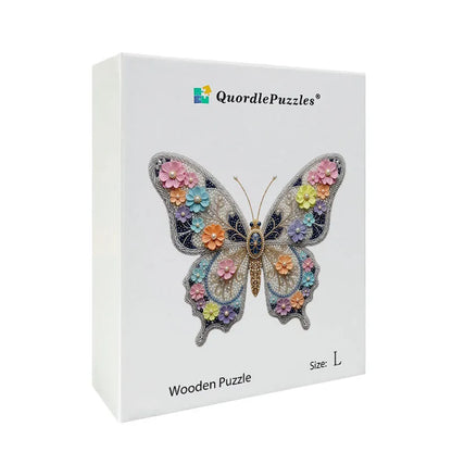 Elegant Floral Butterfly Wooden Jigsaw Puzzle