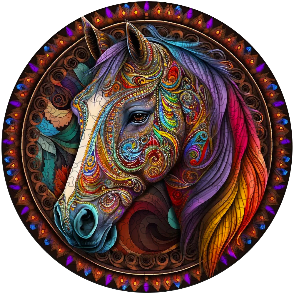 Mandala Horse Wooden Jigsaw Puzzle