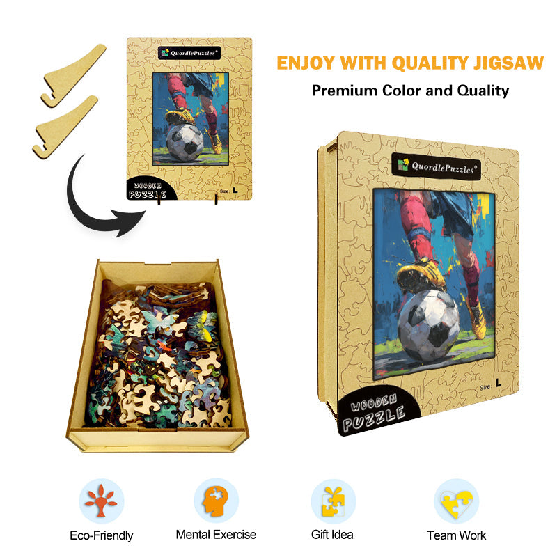 Soccer Art Wooden Jigsaw Puzzle