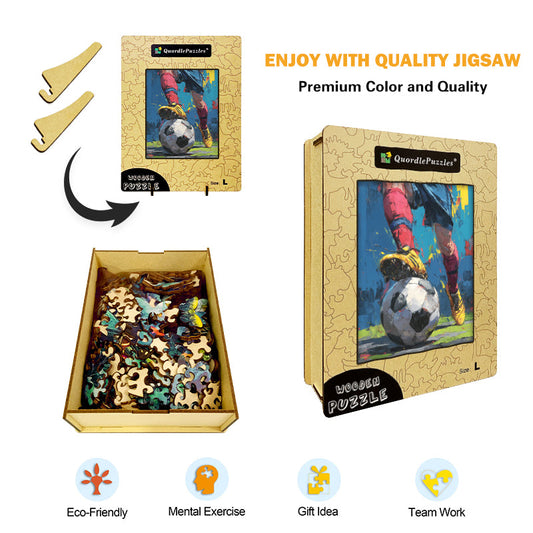 Soccer Art Wooden Jigsaw Puzzle
