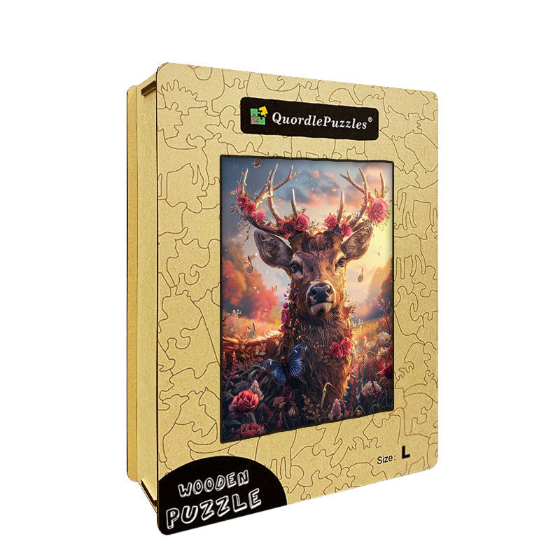 Floral Stag Wooden Jigsaw Puzzle