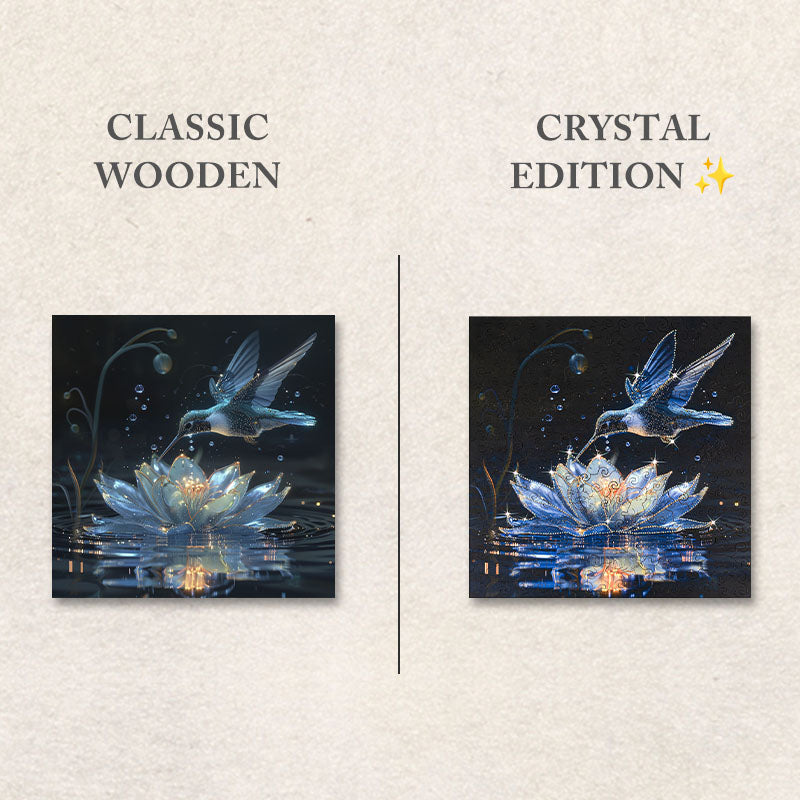 Blue Lotus Hummingbird – Crystal Edition