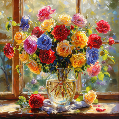 Sunlit Roses Wooden Jigsaw Puzzle
