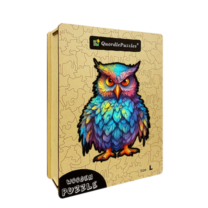 🔥LAST DAY 96% -Owl With Colorful Feathers Wooden Jigsaw Puzzle