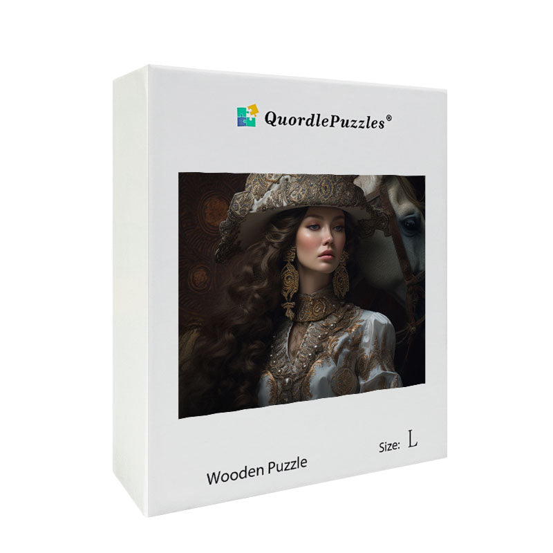 Elegant Woman in Royal Attire Wooden Jigsaw Puzzle