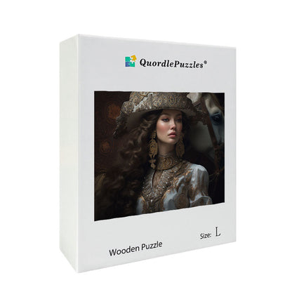 Elegant Woman in Royal Attire Wooden Jigsaw Puzzle