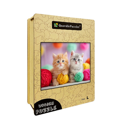 Kittens with Yarn Wooden Jigsaw Puzzle
