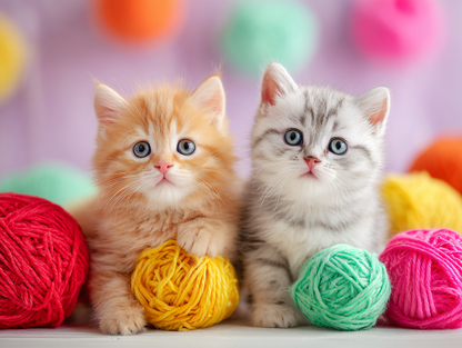 Kittens with Yarn Wooden Jigsaw Puzzle