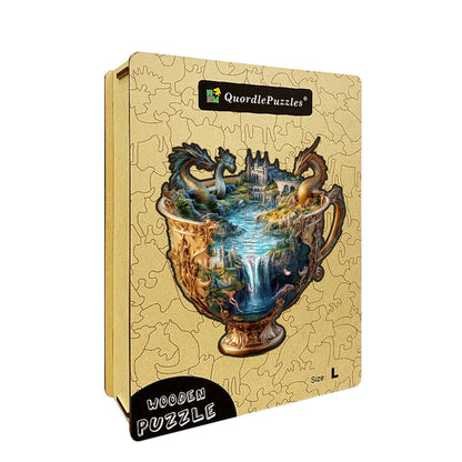 Dragons Over Castle Falls Wooden Jigsaw Puzzle