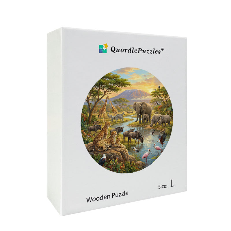 Savannah Wildlife Circle Wooden Jigsaw Puzzle