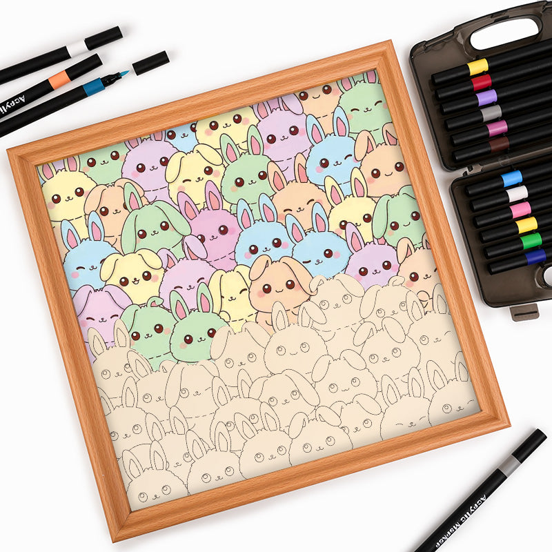 Rabbits - Wooden Coloring Puzzle