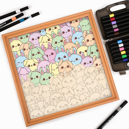 Rabbits - Wooden Coloring Puzzle