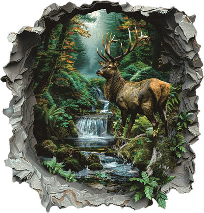 Stag in Enchanted Forest Wooden Jigsaw Puzzle