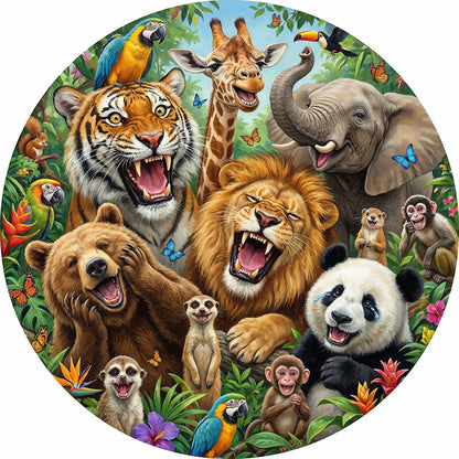 Wild Animal Celebration Wooden Jigsaw Puzzle