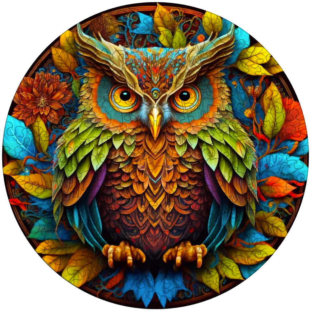 Mandala Owl Wooden Jigsaw Puzzle