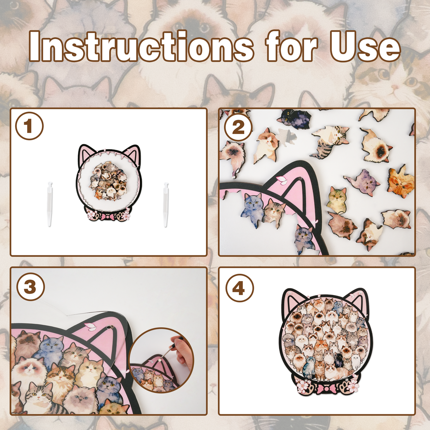 Cherry Blossom Cat Gathering Display Puzzle