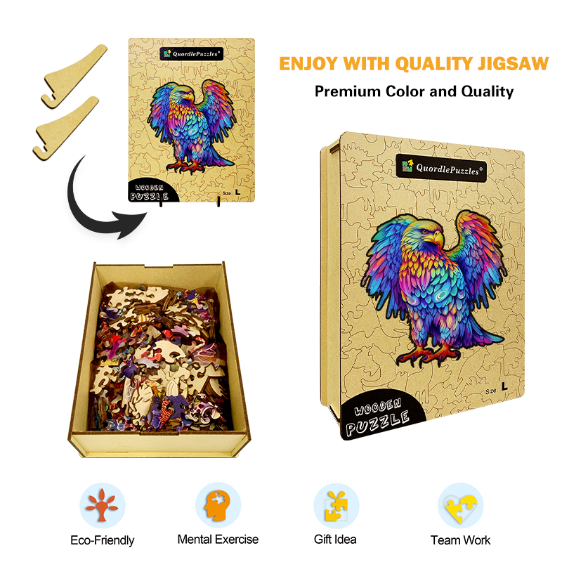 🔥Last Day 85% OFF-Colorful Eagle Head Poster Wooden Jigsaw Puzzle