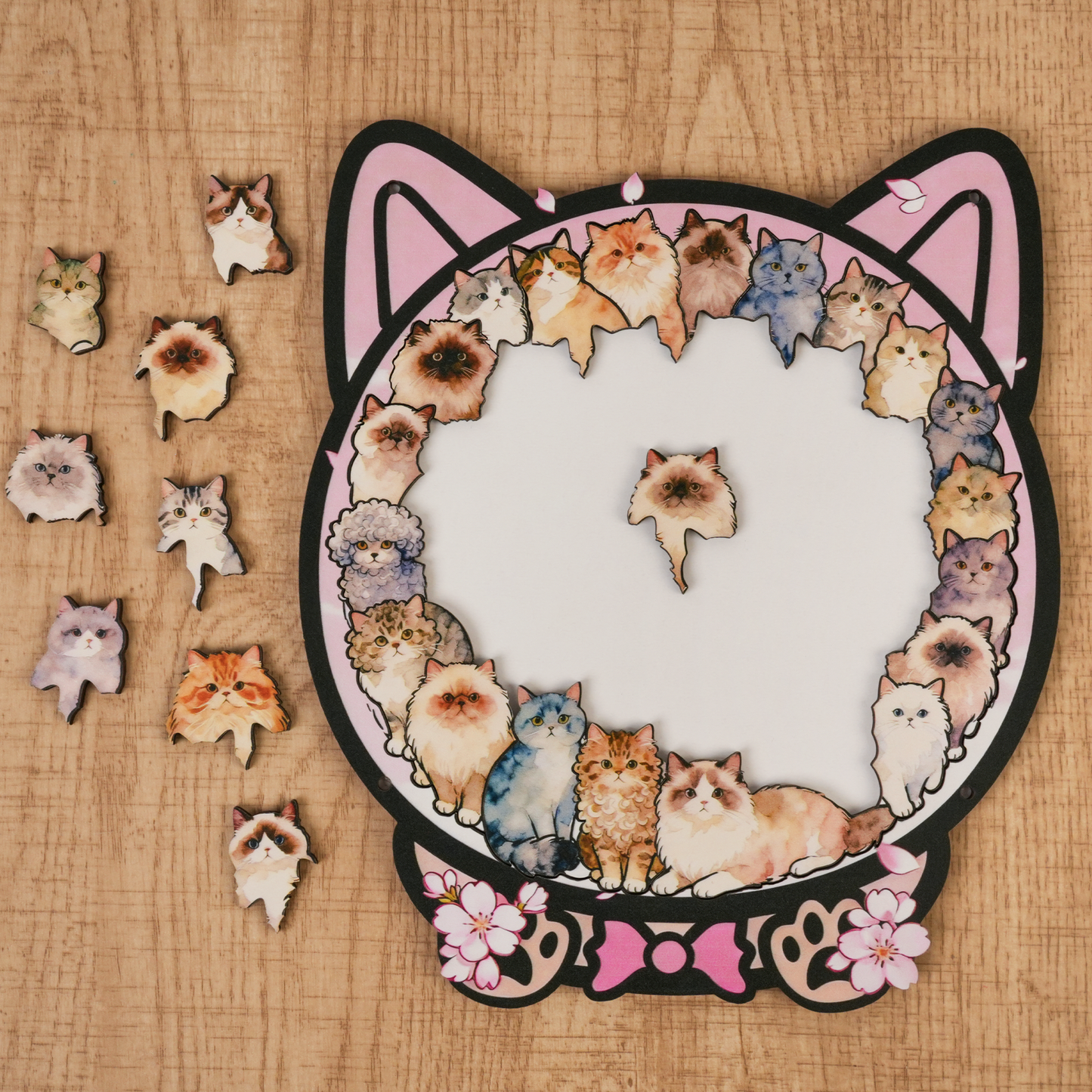 Cherry Blossom Cat Gathering Display Puzzle