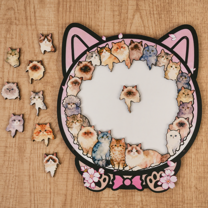 Cherry Blossom Cat Gathering Display Puzzle