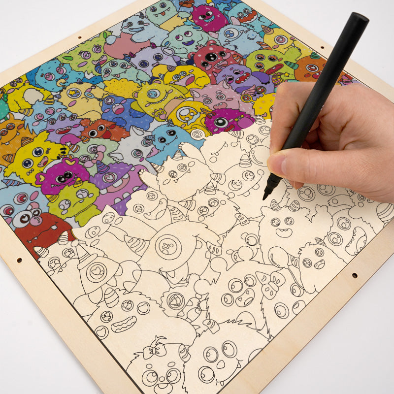 Little Monsters - Wooden Coloring Puzzle