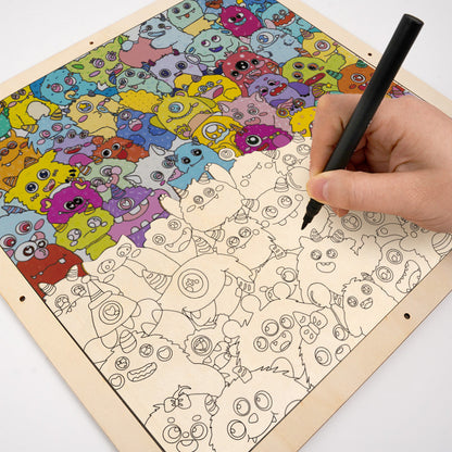 Little Monsters - Wooden Coloring Puzzle