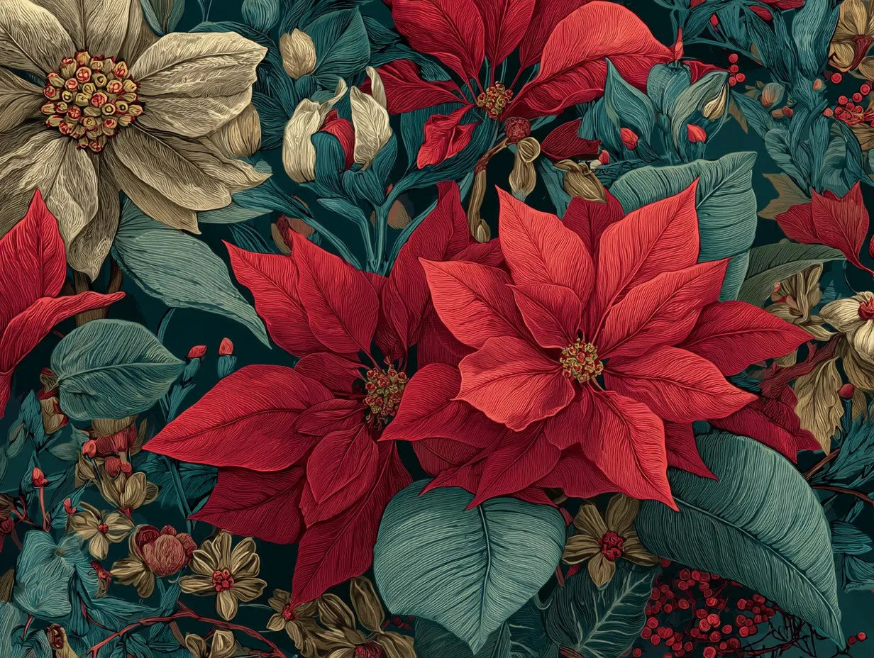 Poinsettia Pattern Wooden Jigsaw Puzzle