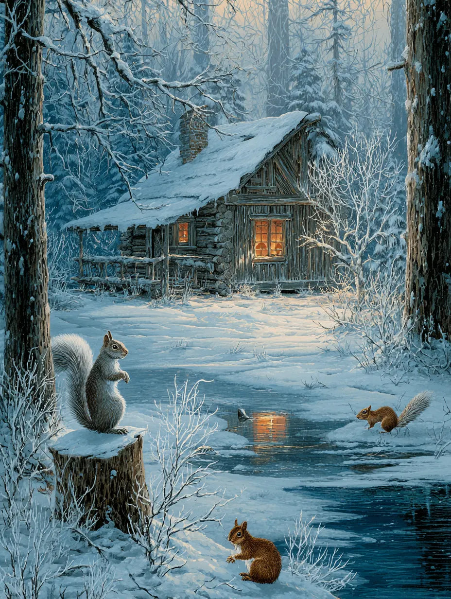 Snowy Cabin Wooden Jigsaw Puzzle