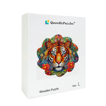 🔥LAST DAY 86% -Tiger With Flowers Wooden Jigsaw Puzzle
