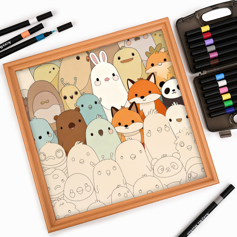 Cute Critters- Wooden Coloring Puzzle