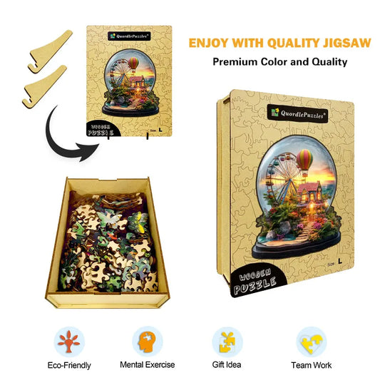 Ferris Wheel at Sunset Wooden Jigsaw Puzzle