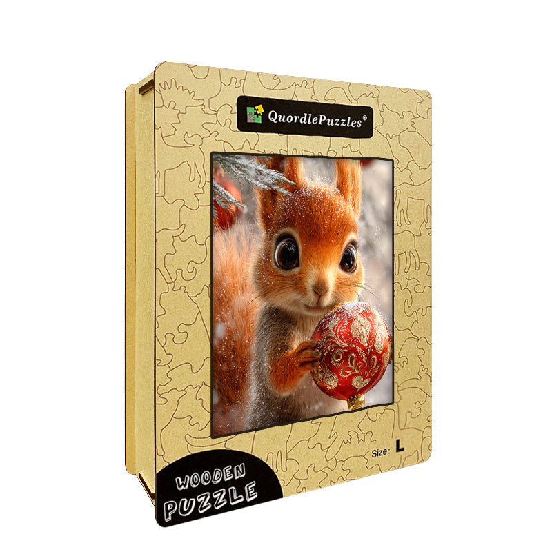 Squirrel with Ornament Wooden Jigsaw Puzzle