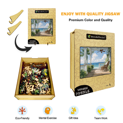 Seaside Porch Serenity Wooden Jigsaw Puzzle