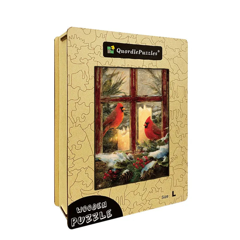 Winter Cardinals Wooden Jigsaw Puzzle