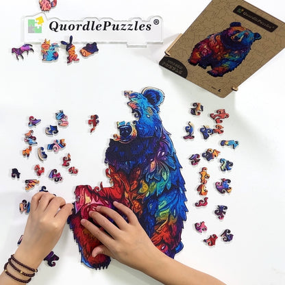 🔥Last Day 83% OFF-Beautiful psychedelic furious bear Wooden Jigsaw Puzzle