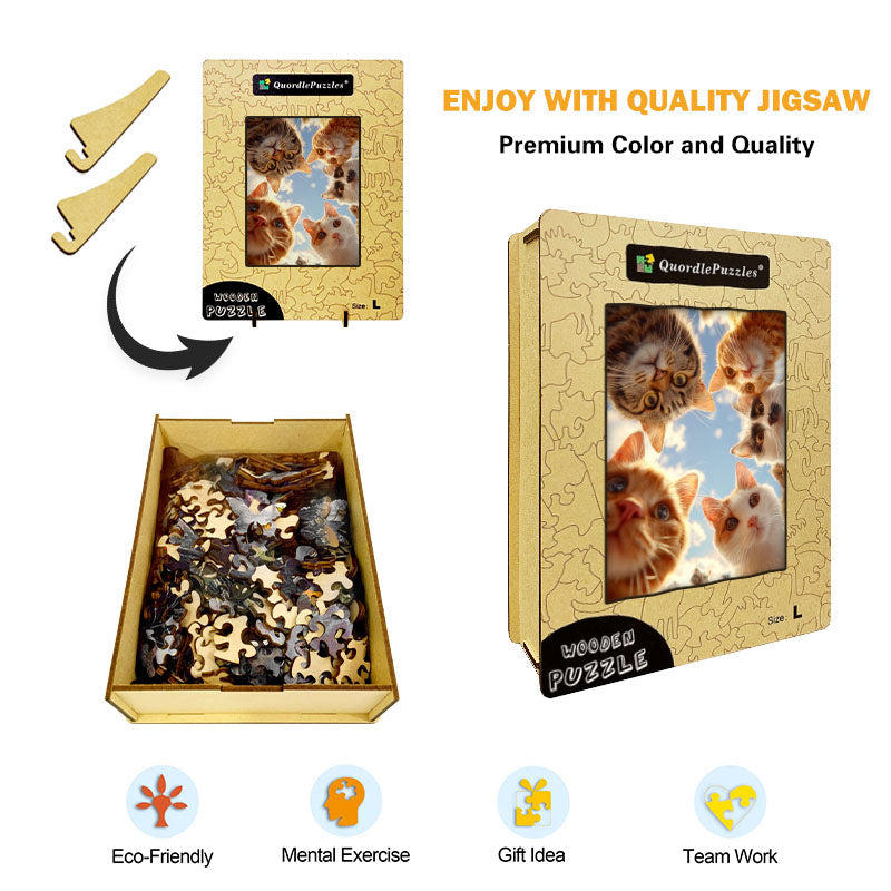 Feline Faces Wooden Jigsaw Puzzle