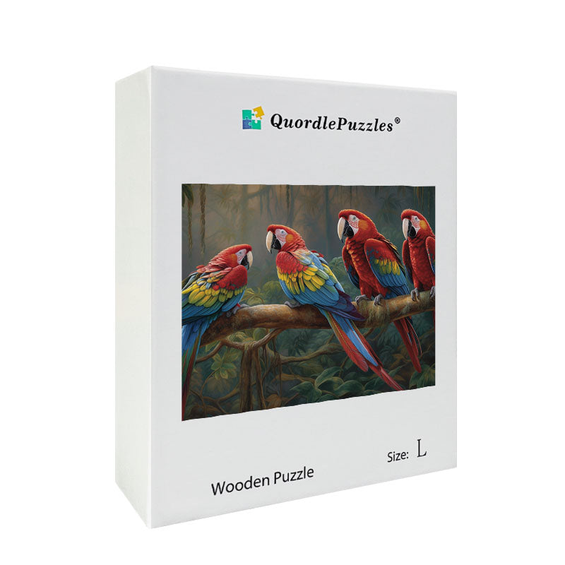 Tropical Paradise with Parrots Wooden Jigsaw Puzzle