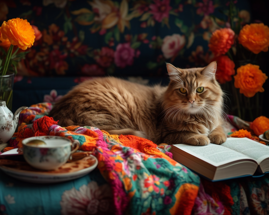 Cozy Cat on a Floral Blanket Wooden Jigsaw Puzzle