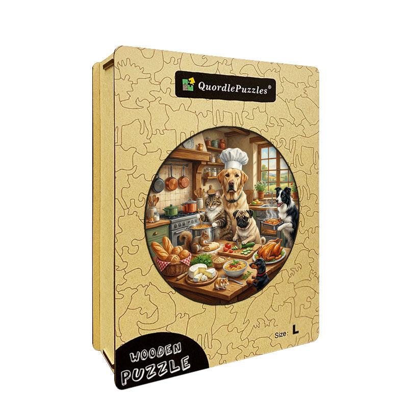 Chef Pets Cooking Wooden Jigsaw Puzzle