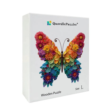 Floral Rainbow Butterfly Wooden Jigsaw Puzzle