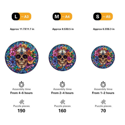 Floral Skull Wooden Jigsaw Puzzle