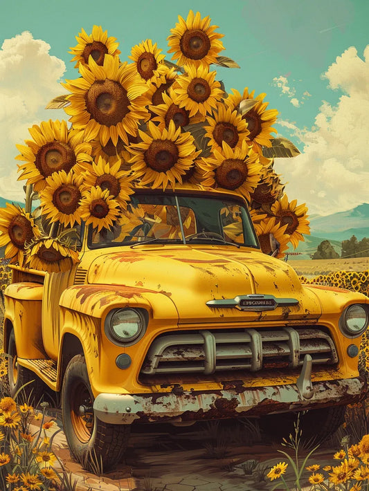 Sunflower Truck Wooden Jigsaw Puzzle