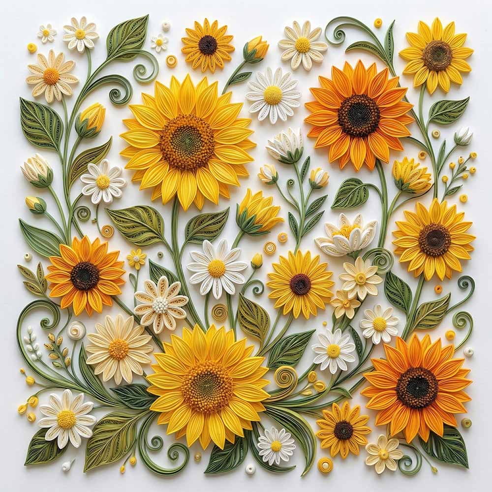 Sunlit Daisy & Sunflower Garden Wooden Jigsaw Puzzle