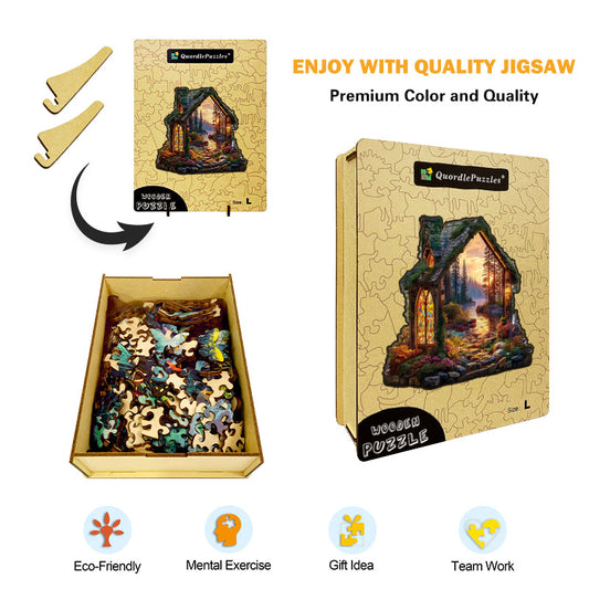 Sunset Cottage Wooden Jigsaw Puzzle