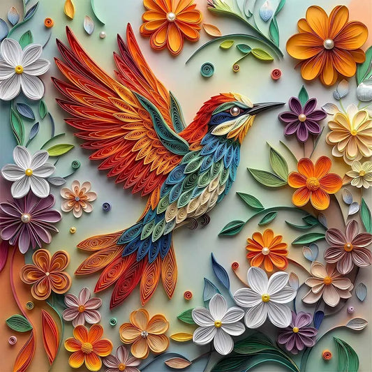 Vibrant Hummingbird in Flight Wooden Jigsaw Puzzle