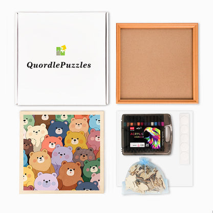 Cute Bears - Wooden Coloring Puzzle